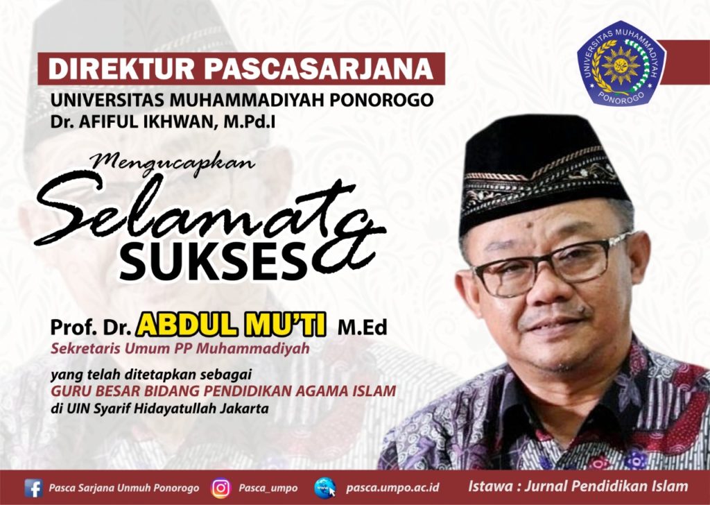 Selamat Kepada Prof. Dr. Abdul Mu’ti, M.Ed atas Capaian Jabatan Akademik Tertinggi